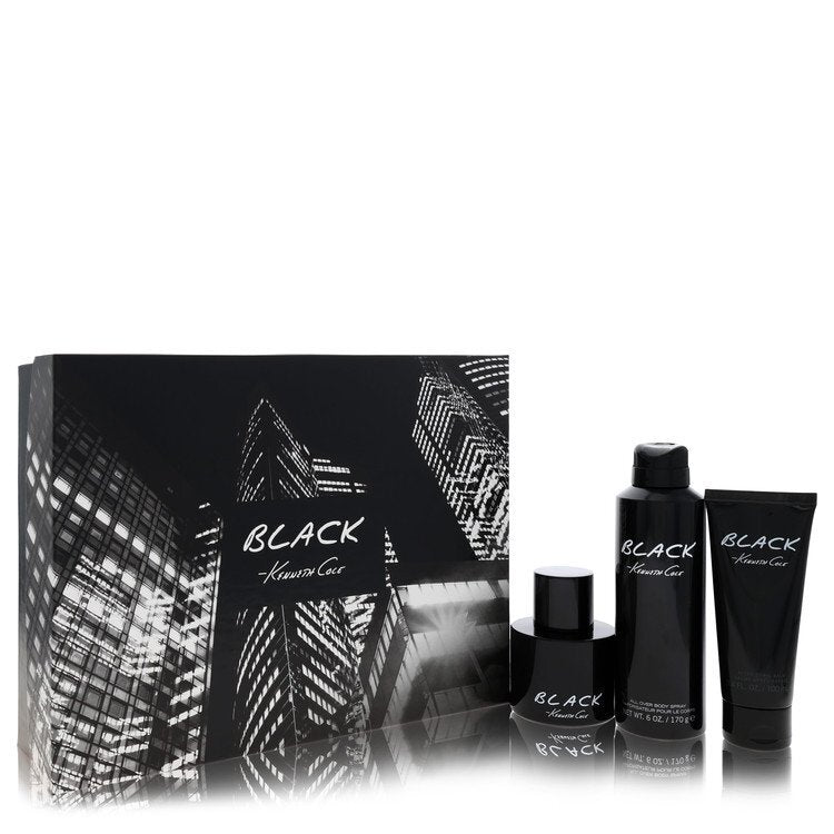 Kenneth Cole Black by Kenneth Cole Gift Set -- 3.4 oz Eau De Toilette Spray + 3.4 oz After Shave Balm + 6 oz Body Spray (Men)